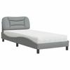 VidaXL Bed with Mattress Light Grey 90x200 Cm Fabric, Bedroom Furniture, Single Bed, Curved Bed Frame, Slatted Base, 3208506