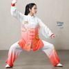 Blue & White Porcelain Gradient Tai Chi Suit: Embroidered Performance & Practice Attire for Women & Men.