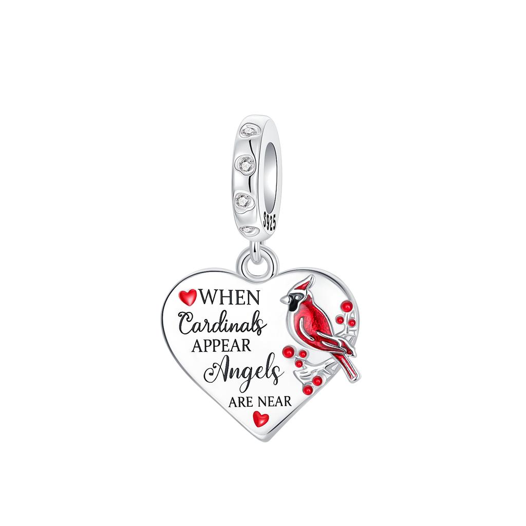 New Original Copper Red Charms Red Bird Heart Mushroom Beads Pendants Fit Bracelet Necklace Diy Jewelry Gift