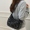 Vielseitige Strapazierfähige Jeans-Umhängetasche Große Kapazität Mehrere Taschen Umhängetasche Verstellbarer Gurt Reisetasche Tägliches Pendeln