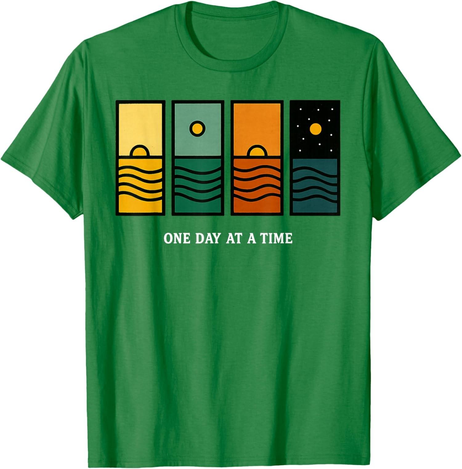 Retro One Day At A Time Motivational Quote Retro T-Shirt S разноцветный