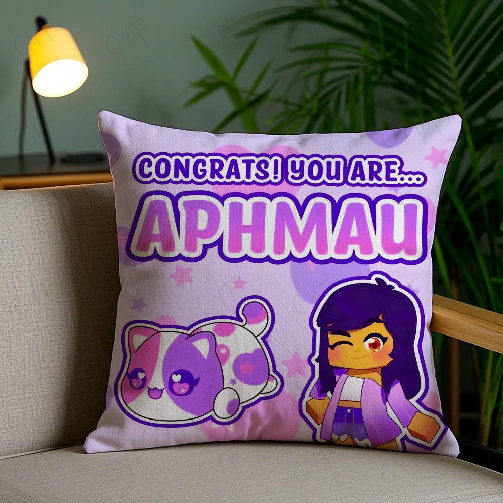 Cartoon A-Aphmau Decorative Pillow Case Custom Printed Brushed Fleece Pillow, Baby Skin-Touch, Eco-Friendly Dye-Sublimation Cush