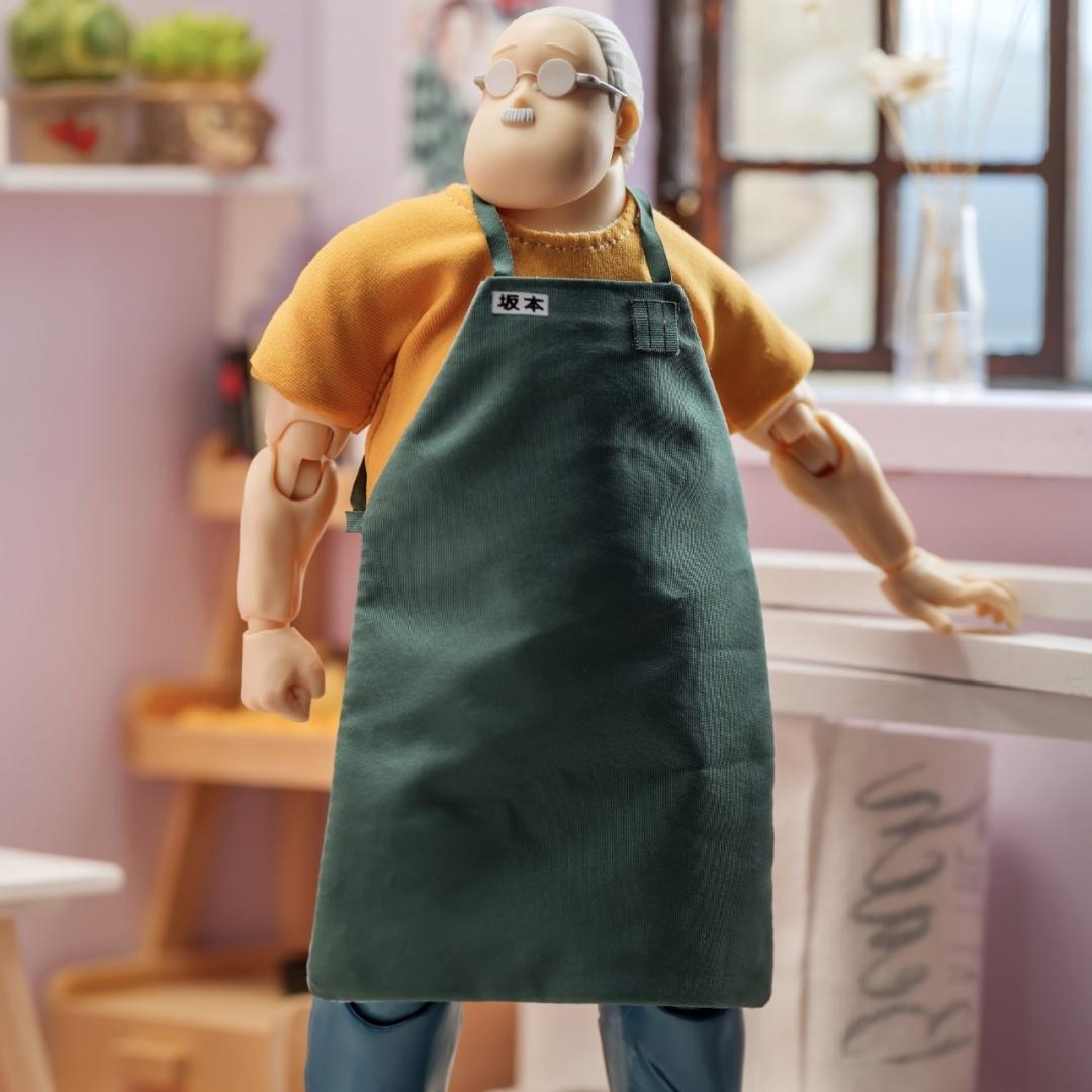 

SAKAMOTO DAYS Shf Anime NEW Handmade Taro Sakamoto Shin Asakura Top and green apron Built In Iron Wire Is Suitable for 1/12 Toy