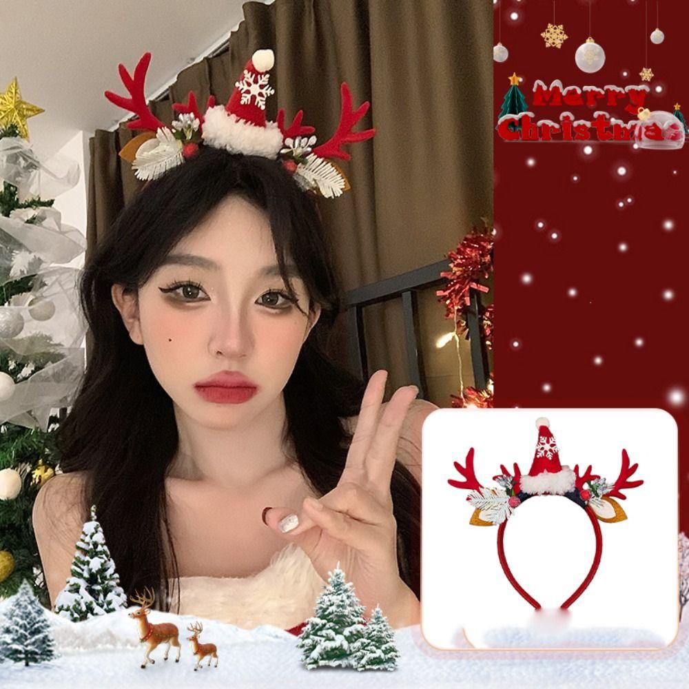 Bowknot Christmas Headband Elf Christmas Elf Headband Festival Decoration Antlers Headband  Ladies
