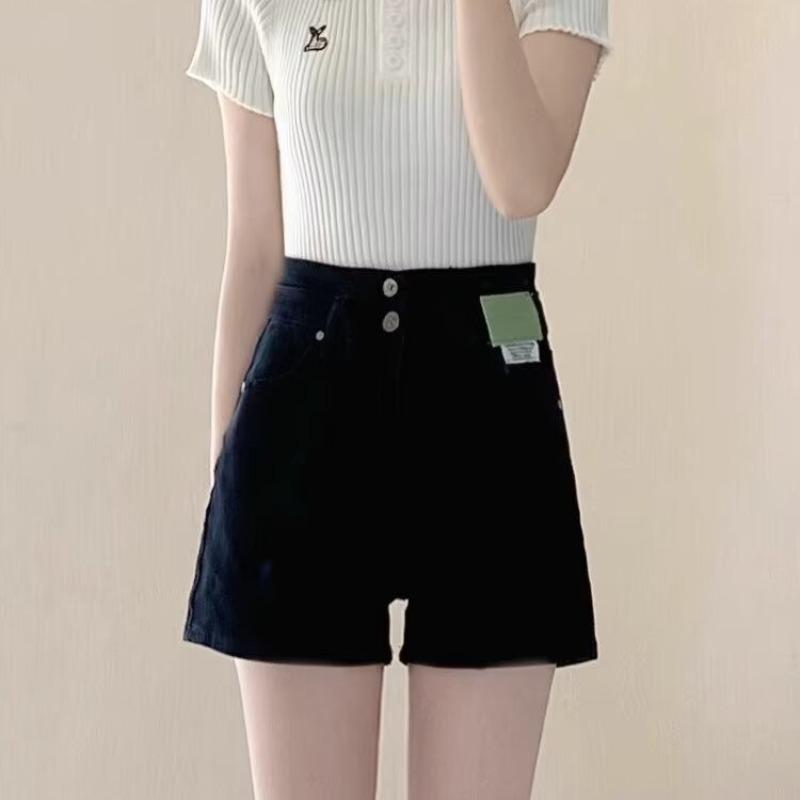 

Women s Summer High-Waisted Black Denim A-Line Shorts M: Height 155-165CM (95-108 lbs)