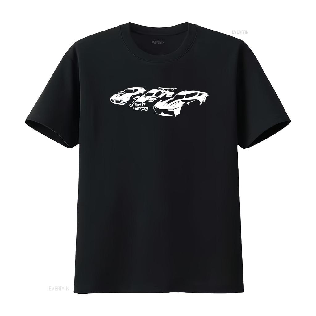 Camiseta Stylish para Hombre de Rocket League Fresco Estampado Blanco con Diseño de Triple Imagen de Coche vintage Lavada Suave hombre Versátil