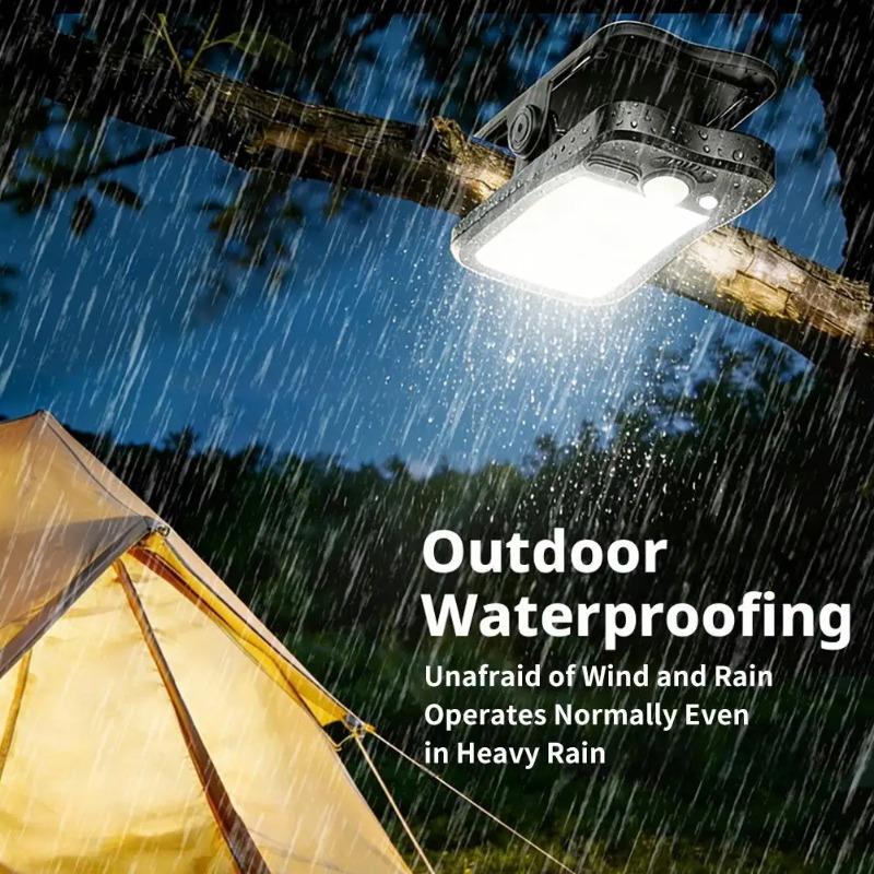 Solar USB Rechargeable Clip-On Camping Light, Waterproof LED Tent Lamp 3 Brightness Modes Portable Outdoor Lantern for Hiking Fishing Emergency