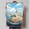 Casablanca Morocco Travel Poster Customized Vintage Metal Signs Wall Art Retro Tin Plaque for Bedroom Decoration Room Decor Men