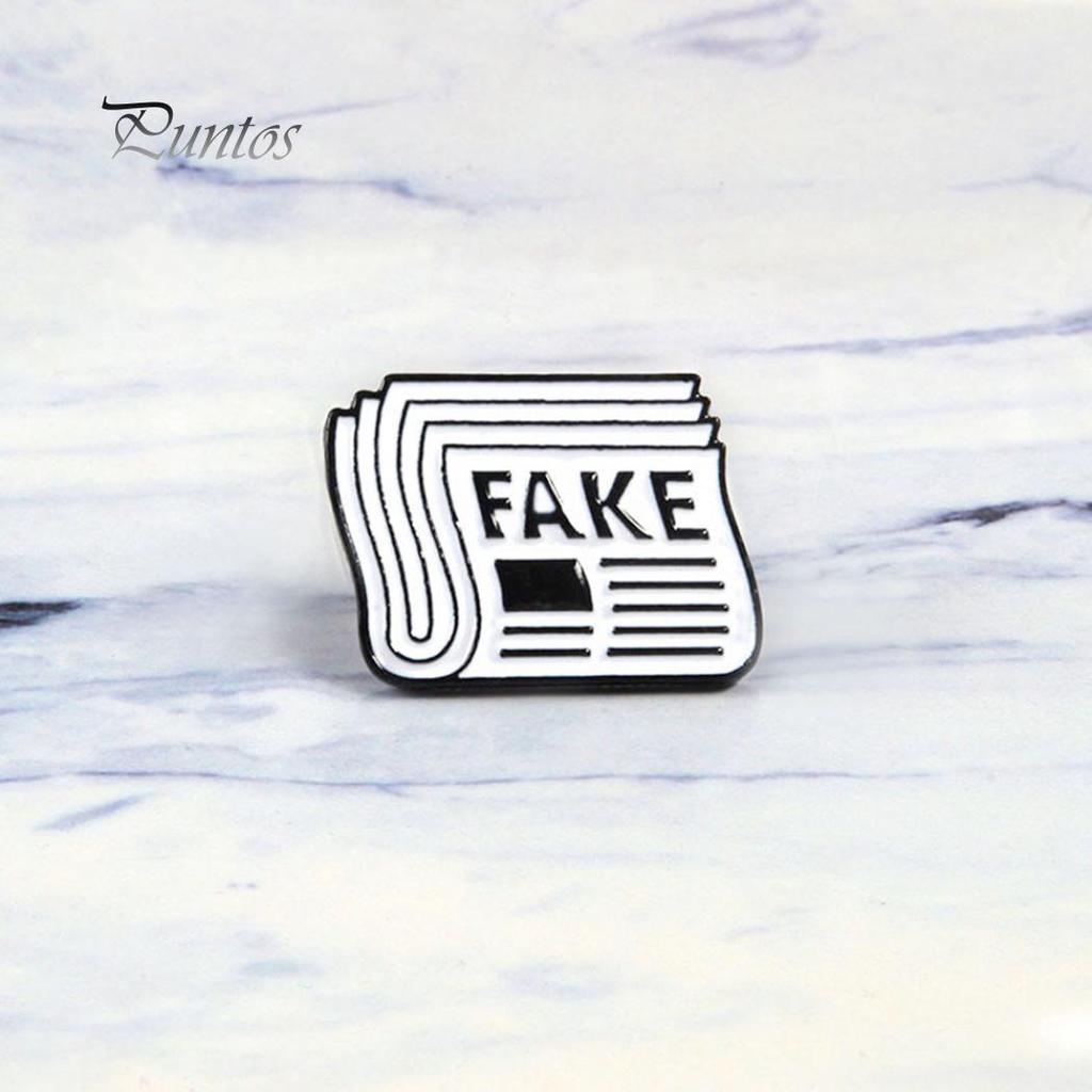 Cartoon Newspaper English Letter Fake Enamel Badge Brooch Pin Clothes Jewelry