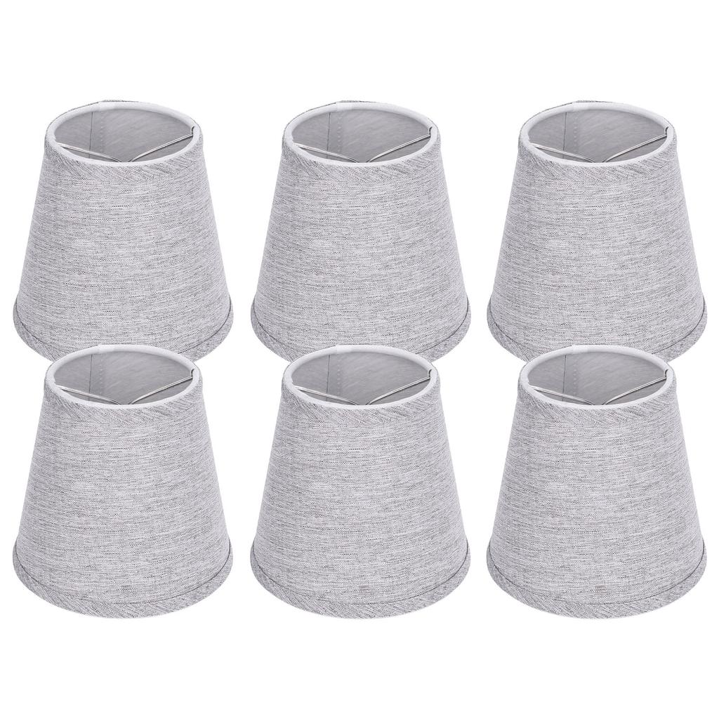 6 SZT. Abażur Materiałowy Srebrnoszary E14 Abażur Lampa Stołowa Lampa Sufitowa Abażur do Hotelu Salonu