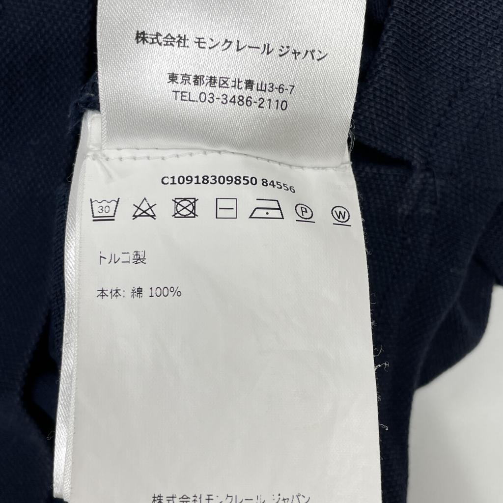 MONCLER Authentic MAGLIA POLO MANICA CORTA Navy x White Cotton Patch Logo Polo Shirt tops L Navy x whiteUsed
