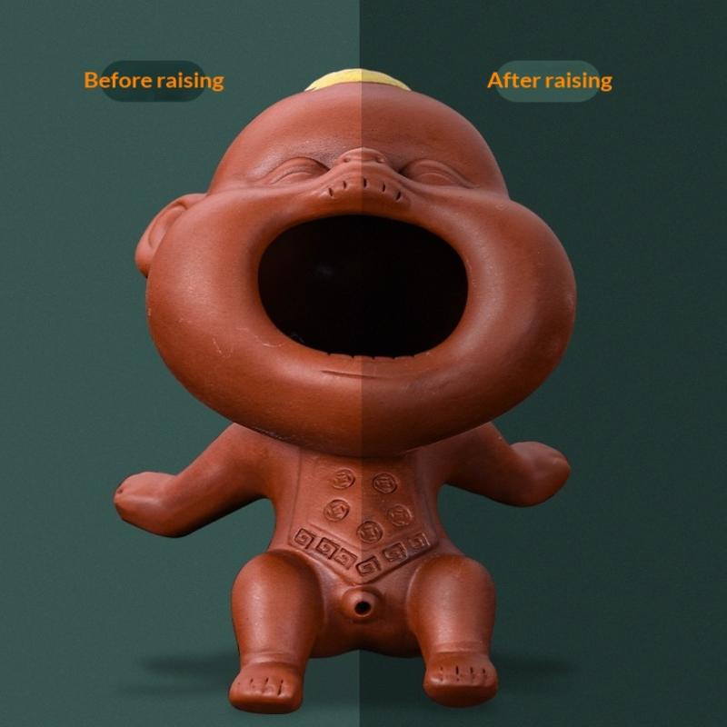 

Cute Purple Sand Urine Boy Tea Pet Household Can Raise Tea Table Ornaments Fun Peeing Doll Tea Toy Set Accessories красный