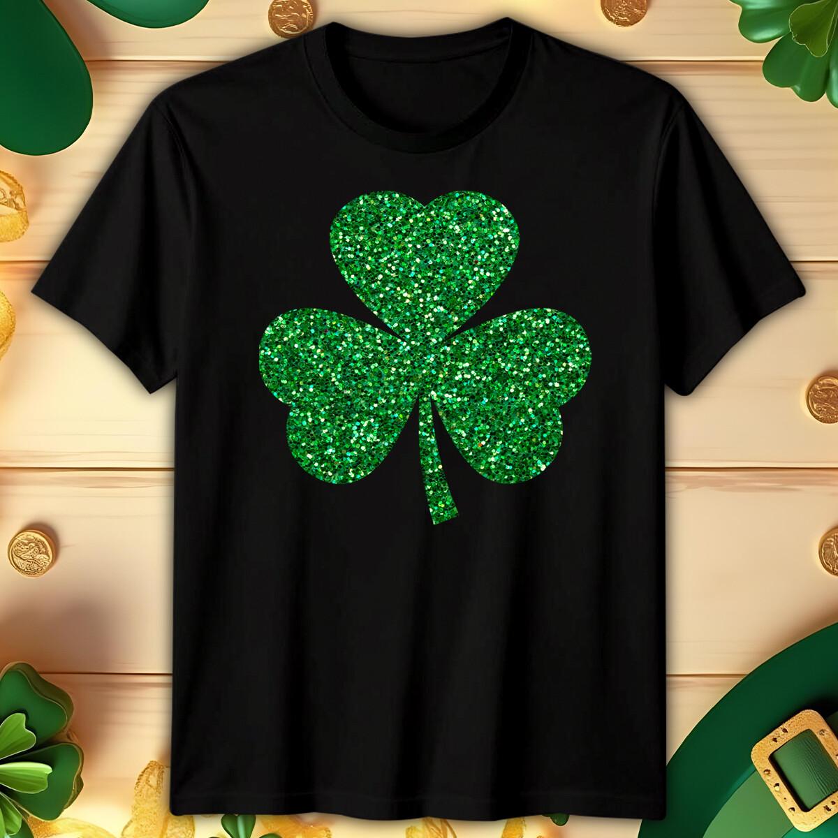 Glitter Shamrock Mens And Womens Funny St.Patricks Day 100% Cotton T-shirt Mens Tees Tops Tee Irish #STPD 4XL