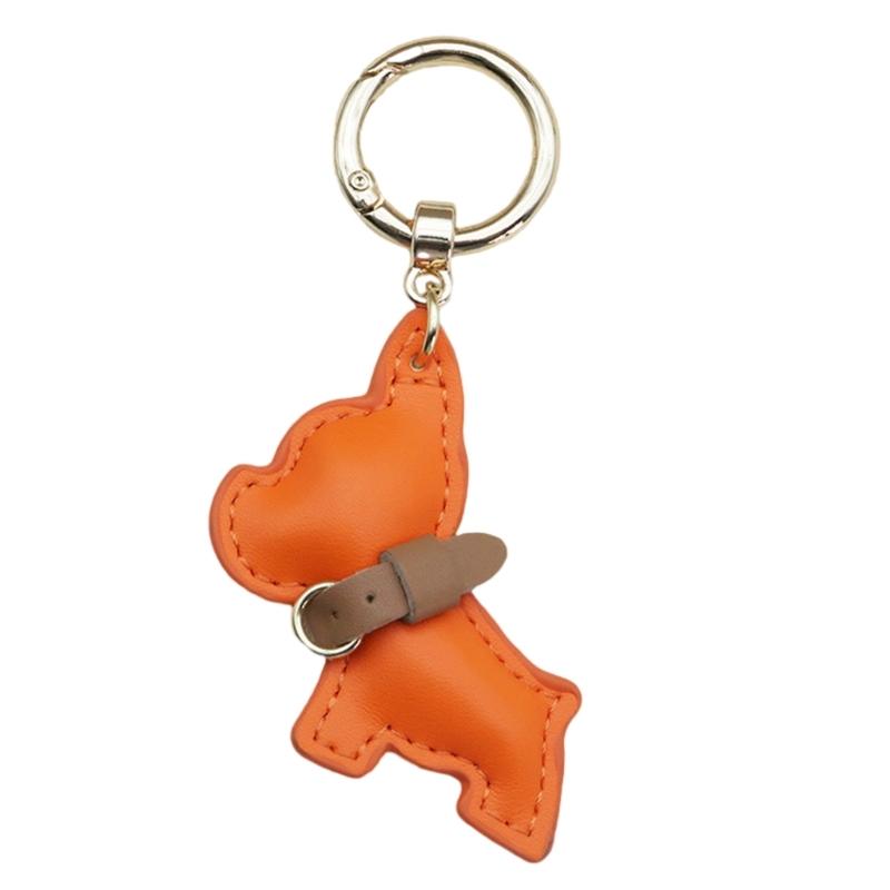 Car Hanging Ornament Key Chain PU Leather French Bulldog Key Chain Creative Gift Bag Charm Pendant Decoration