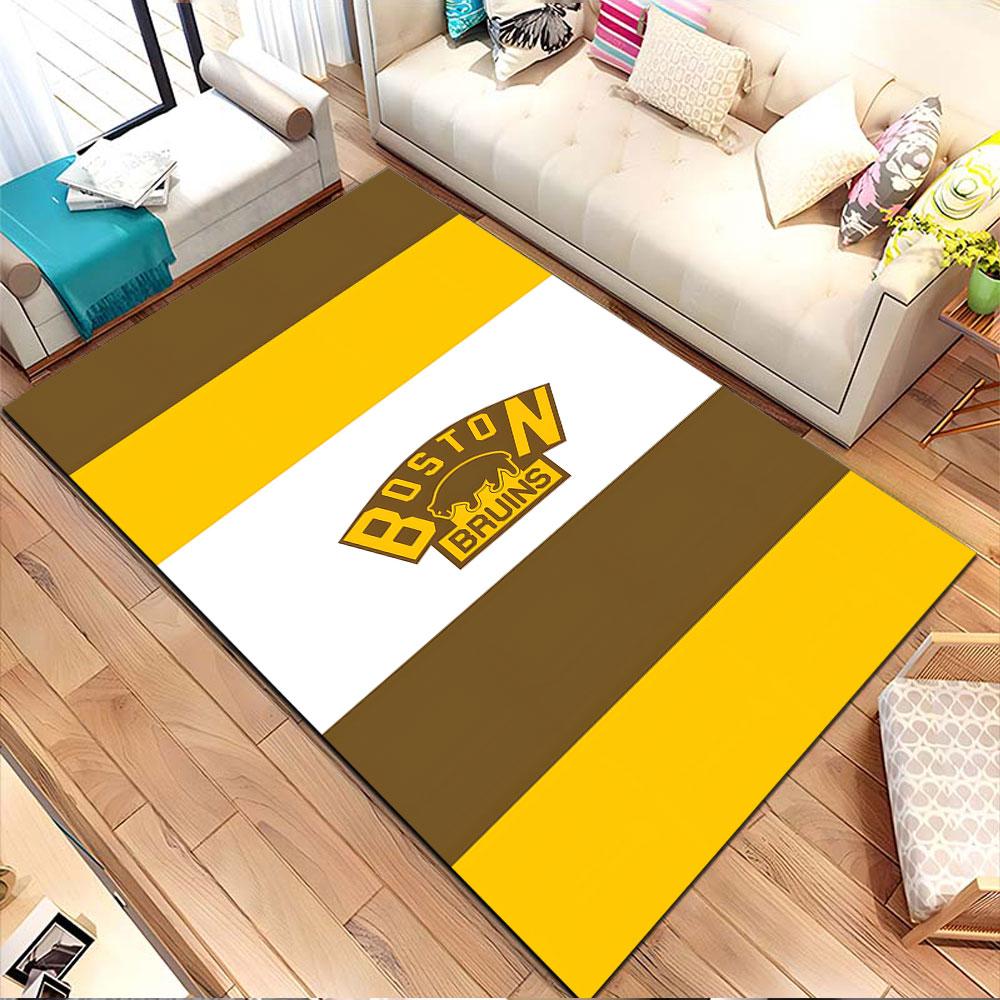 Boston Bruins Logo Rug Design Patterned carpet, non slip mat suitable for living room and bedroom sofas