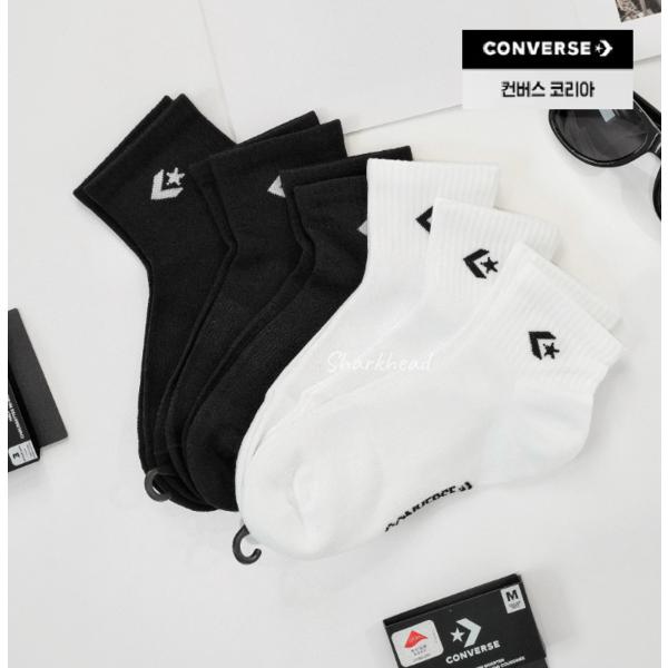 Носки Converse Mid Crew 3 пары Спортивные носки до щиколотки Черные Uc0570 023 M