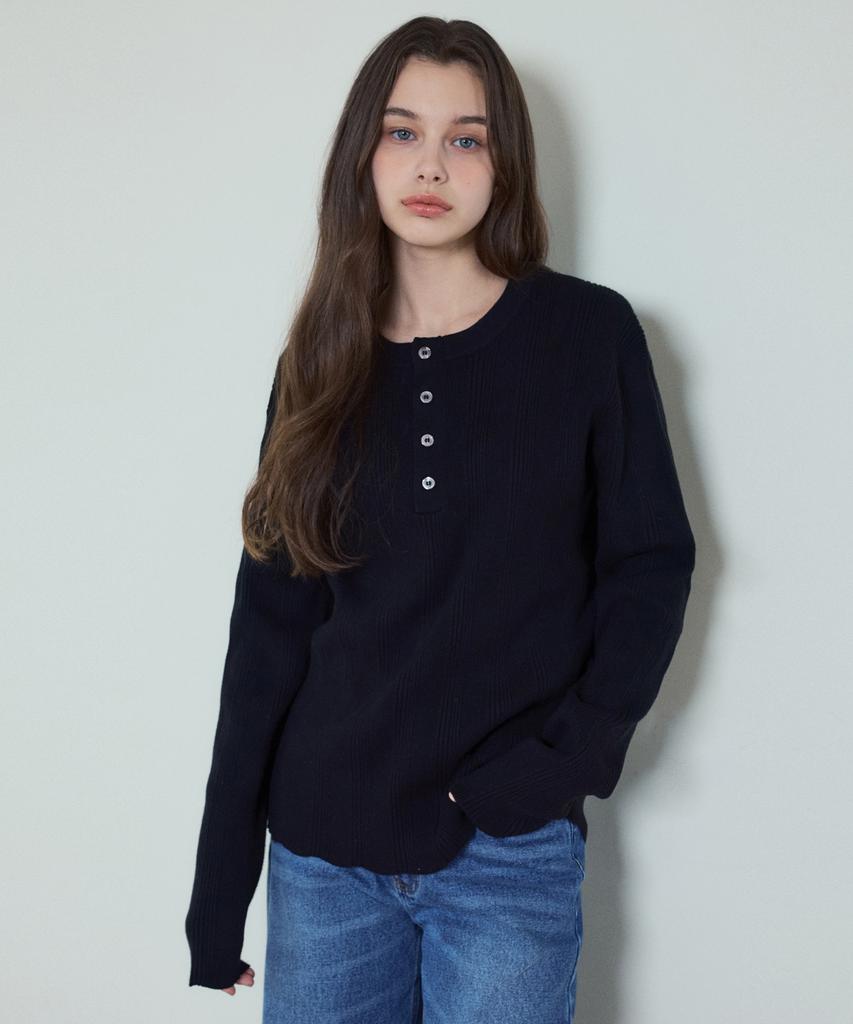 Wednesday Oasis For Woman W/Always Ribbed Henley Neck Washable Knit_4 Colors (Wc25_Kn04)