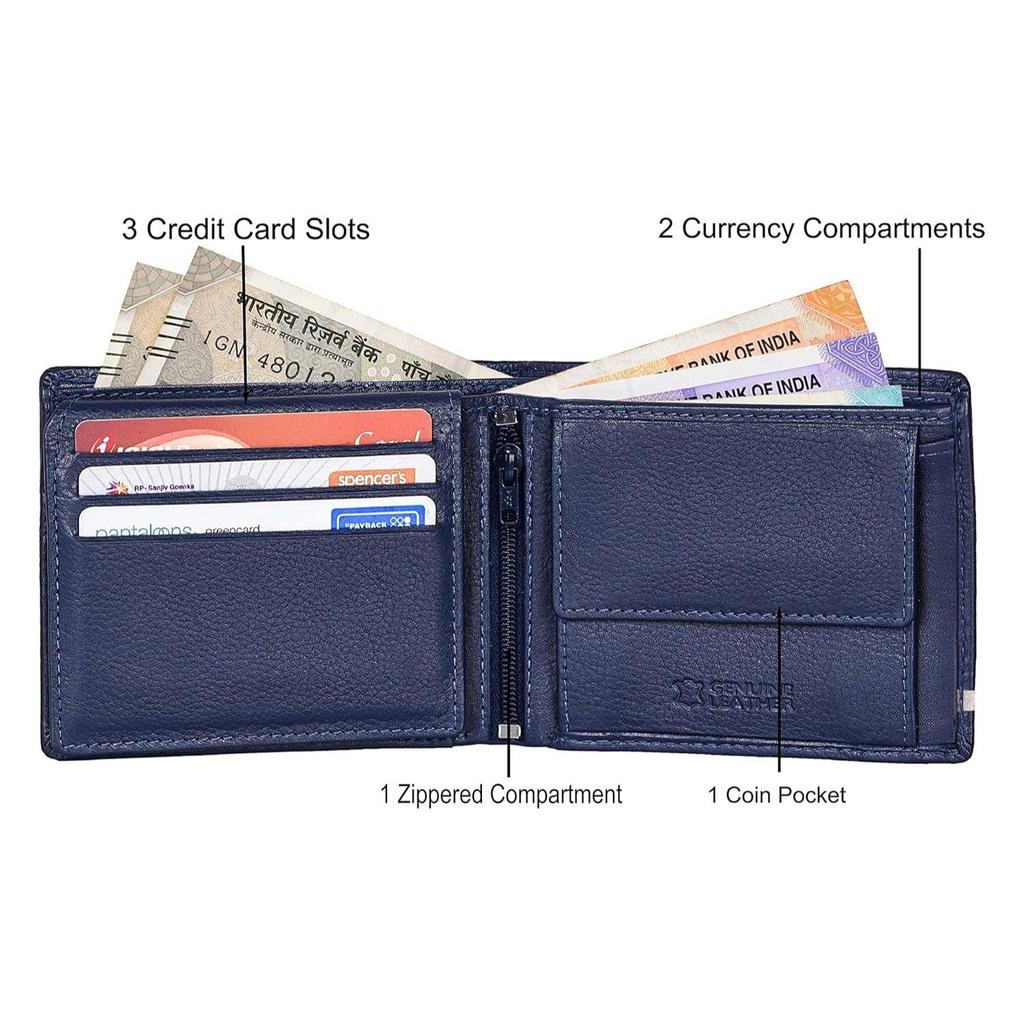 Stag Blue/Sand Leather Wallet for Men