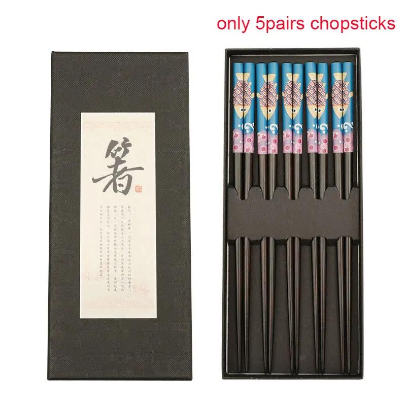 Chinese Style Wooden Chopsticks Gift Box Japanese 4 Pairs Of Chopsticks + 4 Pcs Chopstick Rest Creative Housewarming Gift Pack