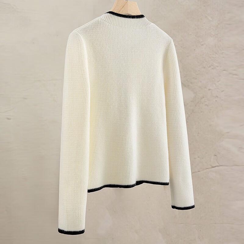 Women's Color Block Round Neck Knit Cardigan