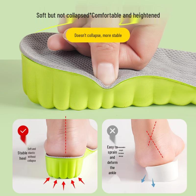 Boost Height Insoles: Sweat-Absorbent, Odor-Resistant Inserts for Men & Women, Perfect for Martin Boots & Sports Shoes