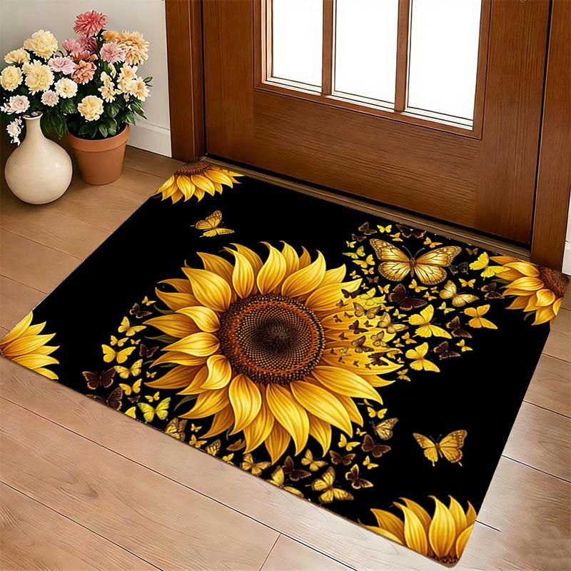 Sunflower Butterflies Living Room Nonslip Area Rug Soft Carpet For Bedroom Game Playroom Sofa Office Home Decor Doormat Christmas Gift C929615