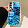 Vintage Blue Leopard Print Phone Case for Samsung Galaxy A55 A07 A17 A56 A36 A26 A16 A53 A06 A14 A24 A34 A54 A15 A12 A22 Cover