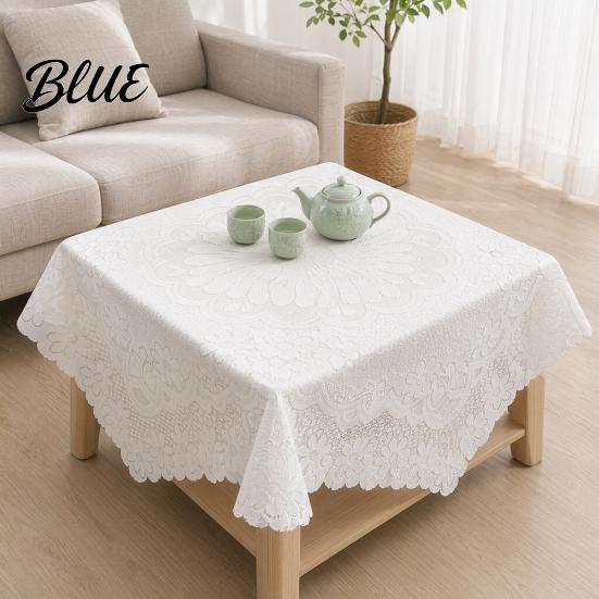 Square Lace Tablecloth Small Non-shrinking Scalloped Tablecloth White Floral Doily Vintage Style Table Cover for Coffee Side Tea Party
