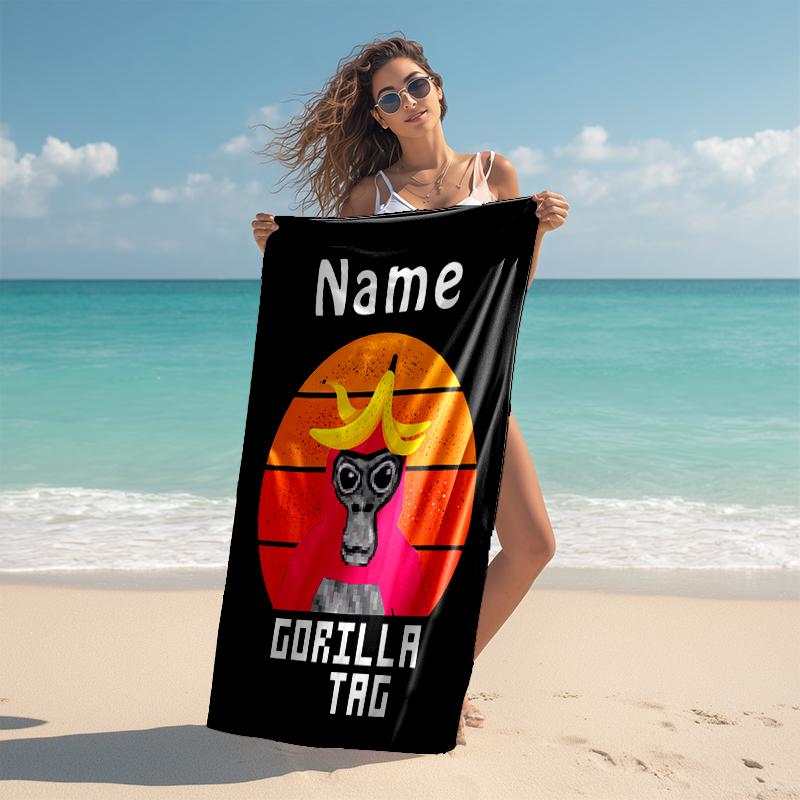 Personalized customized proof beach towel with Gorilla Tag pattern - soft, absorbent,quick-drying,perfect swimming,camping&bathing