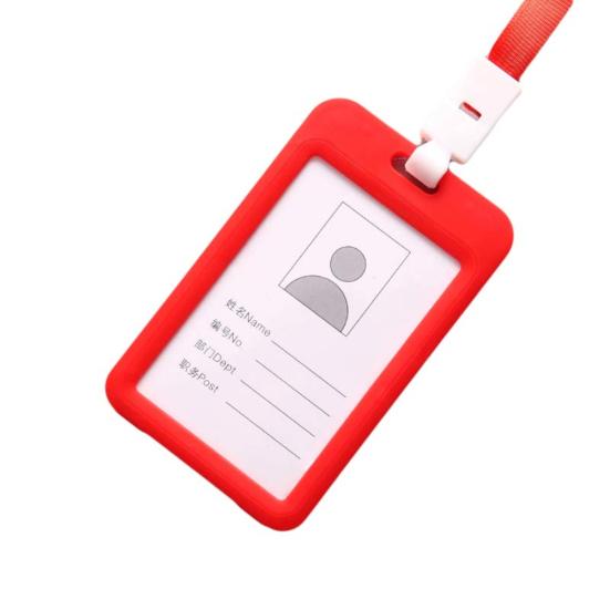 Portable Double Sided Transparent Employee ID Card Holder Name Tags with Lanyard