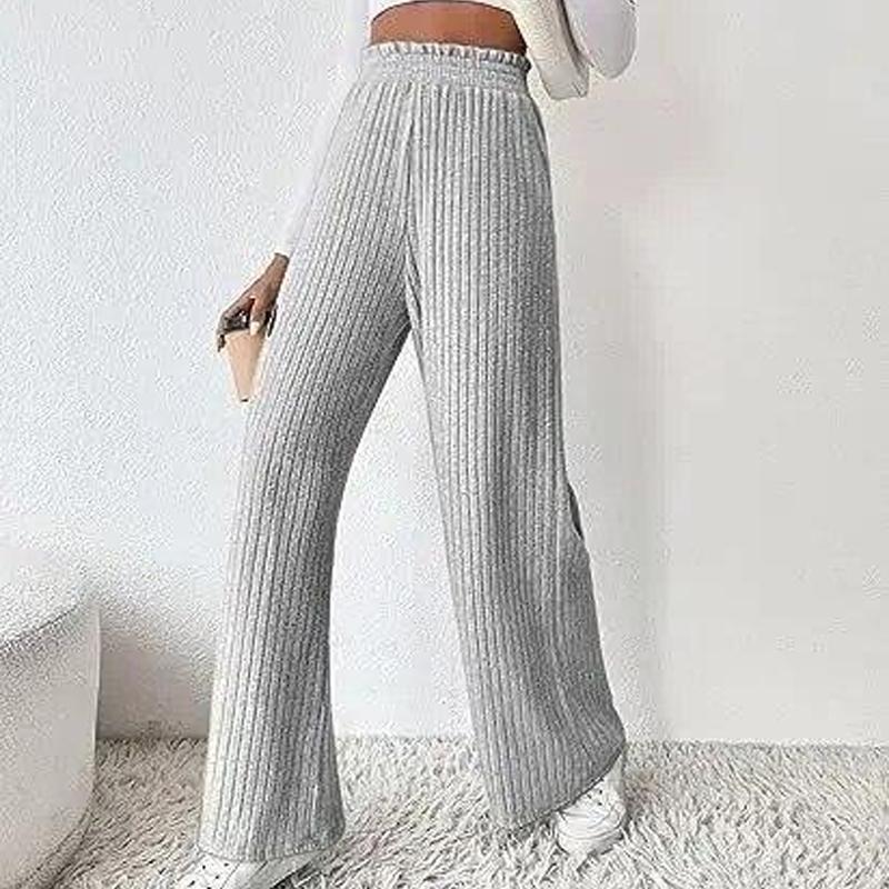 

2023 осень и зима вязаные длинные брюки женские повседневные свободные брюки модные винтажные теплые брюки женская одежда 29758 XXL светло-серый