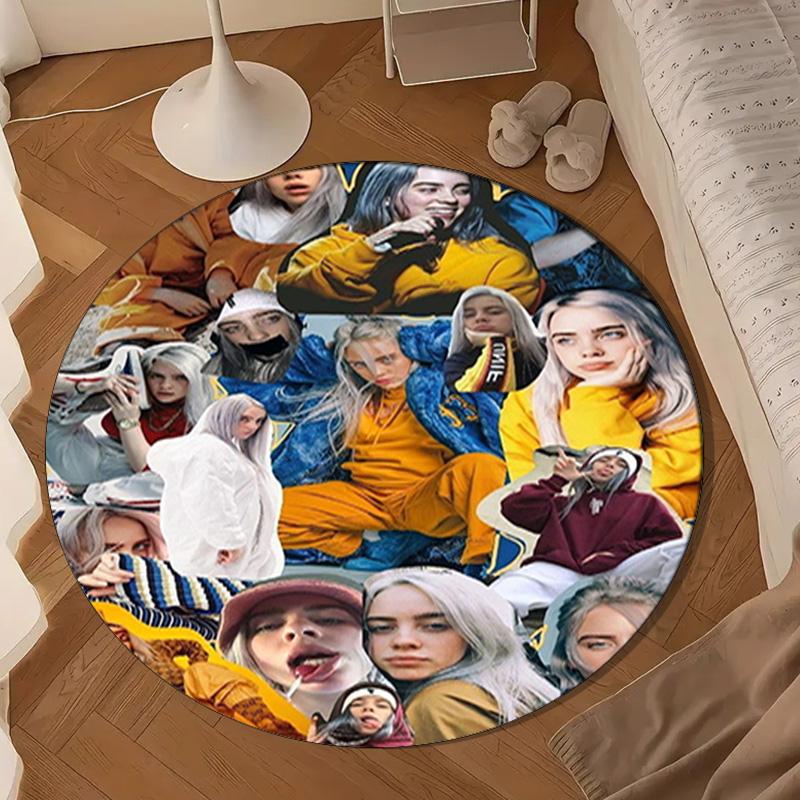 Bi-llie music Artwork Round Rug for Livingroom,Bedroom, Palyroom, Chair Rug, Area rug, Circle Carpet, Large Size Fan Christmas gift