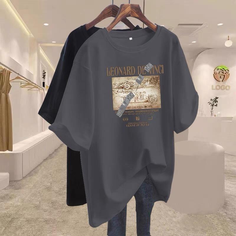

apricot pure cotton inner with medium and long short-sleeved T-shirt for women s 2025 early spring new loose top bottoming shirt ins XXXXL