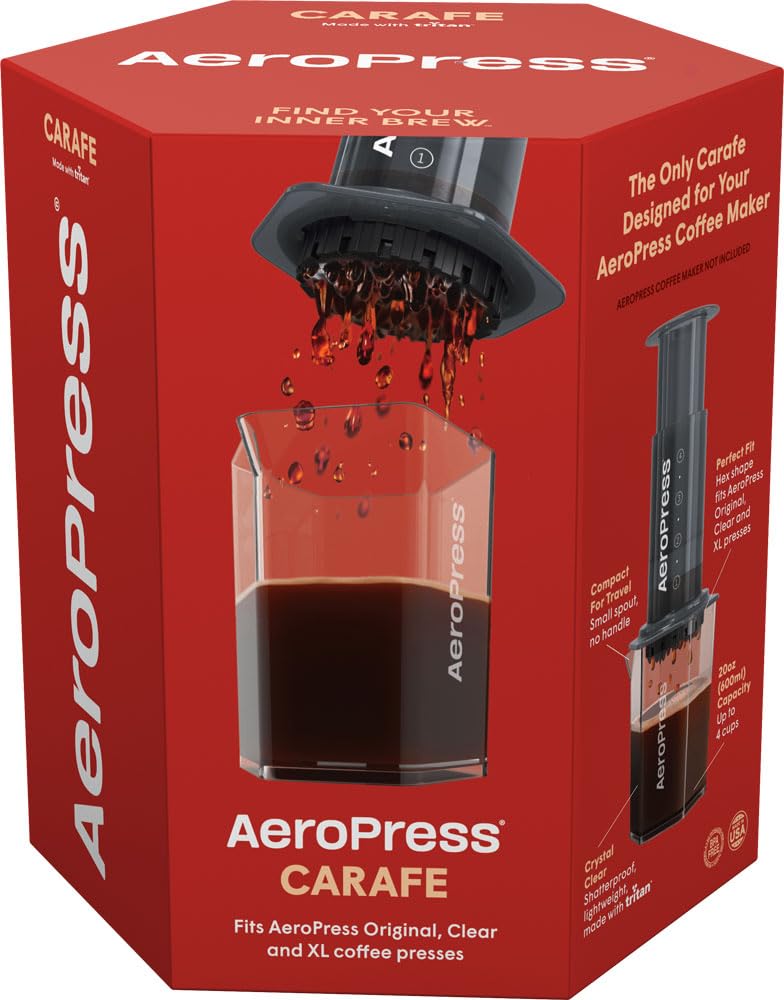 Authentic AeroPress Carafe, 600ml Pitcher/Decanter, Clear Plastic, Unbreakable, Compatible with All Types of Pressure Brewing, 89209132