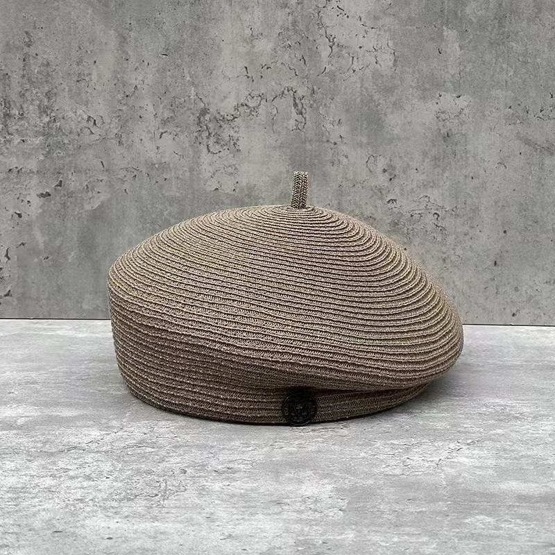 Fashion Summer Celebrity Elegant Stereotype Fine Straw Fedoras Letter Beret Women'S Tourism Retro Casual Painter Hat