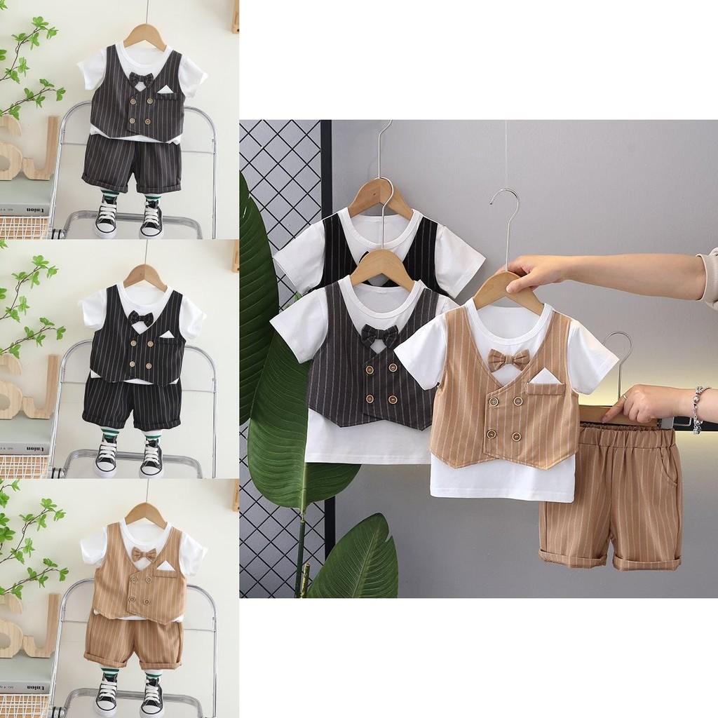 Stylish Boys Summer Outfit Set With Cute Bow Tie And Comfortable Shorts For Toddlers