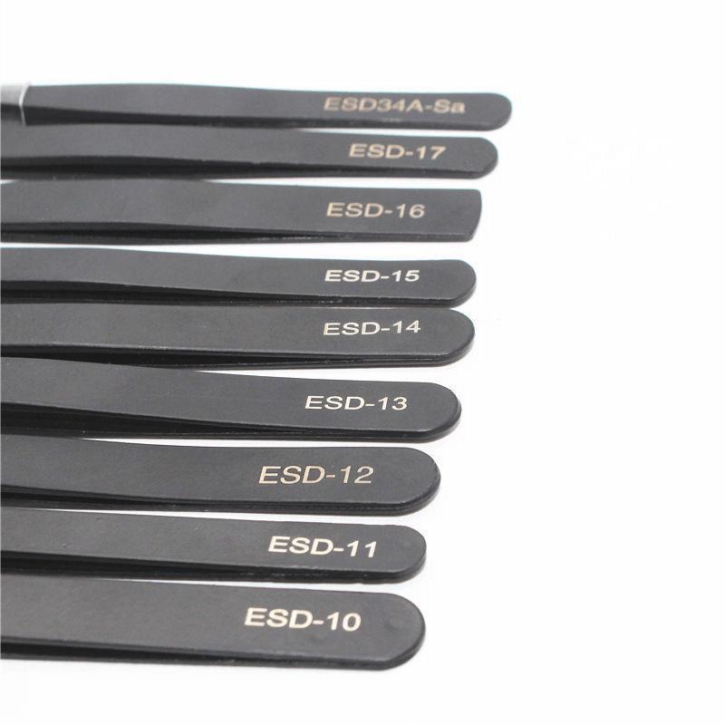 10PCS Non-Magnetic Antistatic Tweezers Set Stainless Steel Maintenance Tools for Jewelry Stone Setting