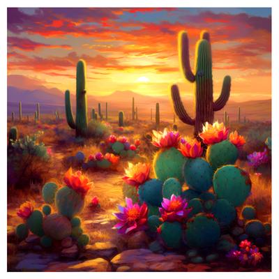 5d DIY Diamond Painting Cross Stitch Cactus Flower Scenery Diamond Embroidery Mosaic Full Round Drill Home Decor Arts