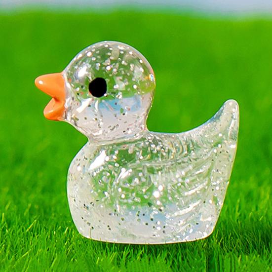 150Pcs Mini Glitter Duck Figurine Colorful Duck Resin Statue Miniature Animal Ornament Micro Landscape Dollhouse Fairy Garden Decoration Party Favors
