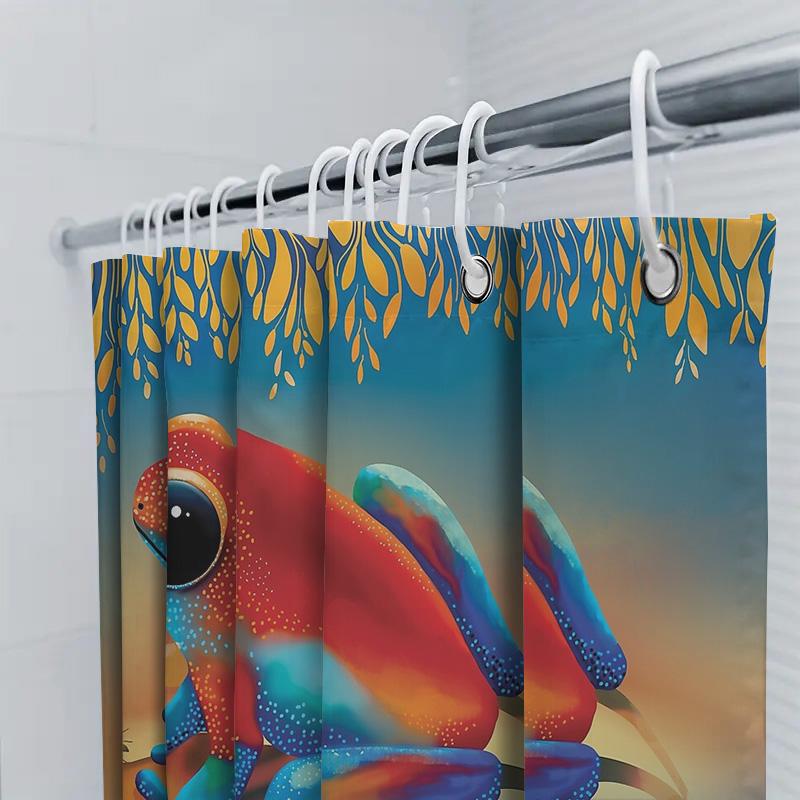 Frog Shower Curtain Cute Amphibian Bathroom Decor Nature Forest Wildlife Shower Liner Waterproof Home Textile