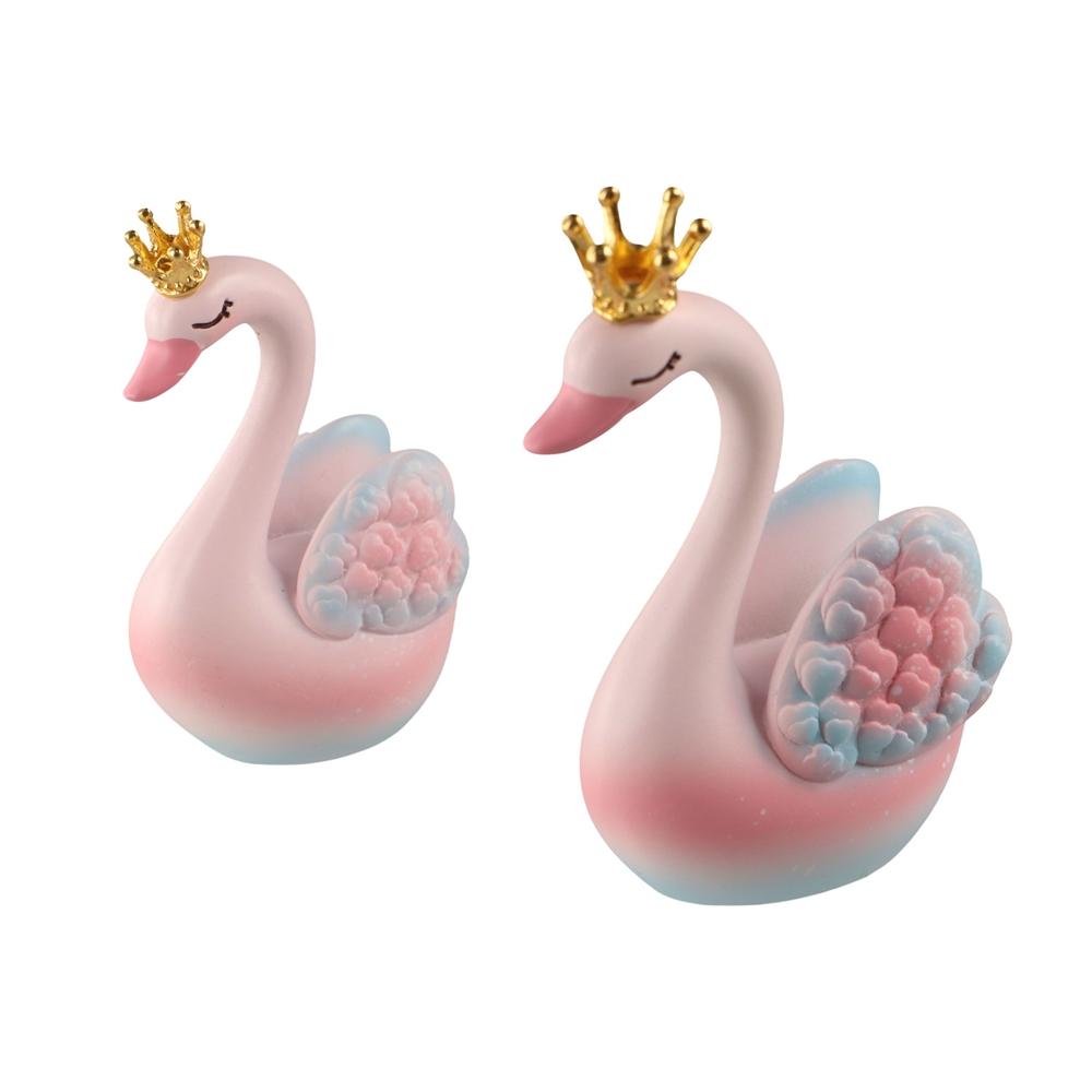 

2 шт. кавайные фигурки для пар, лебедь, скульптура животных, домашний декор, пара, кукла, игрушка для офиса розовый