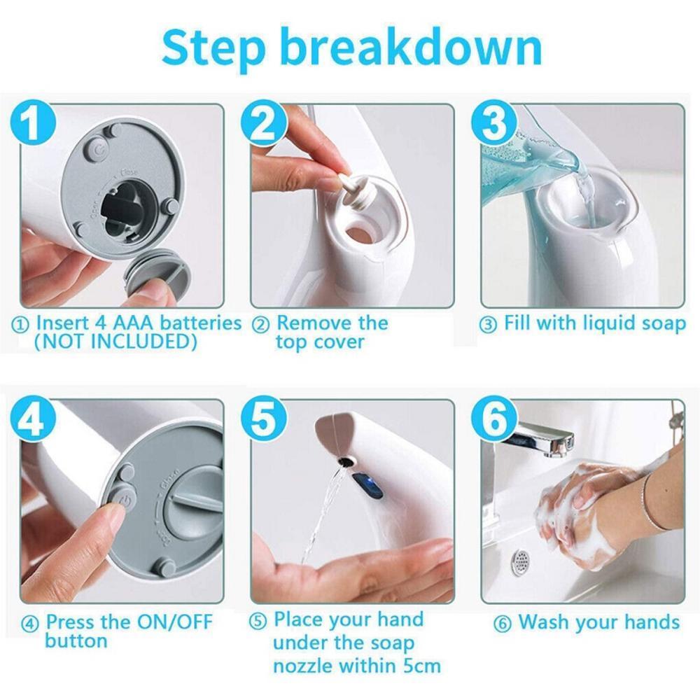 400ml Automatic Soap Sanitiser Dispenser Handsfree Infrared Sensor Contactless Sanitiser Dispenser For Home Kitchen Bathroom