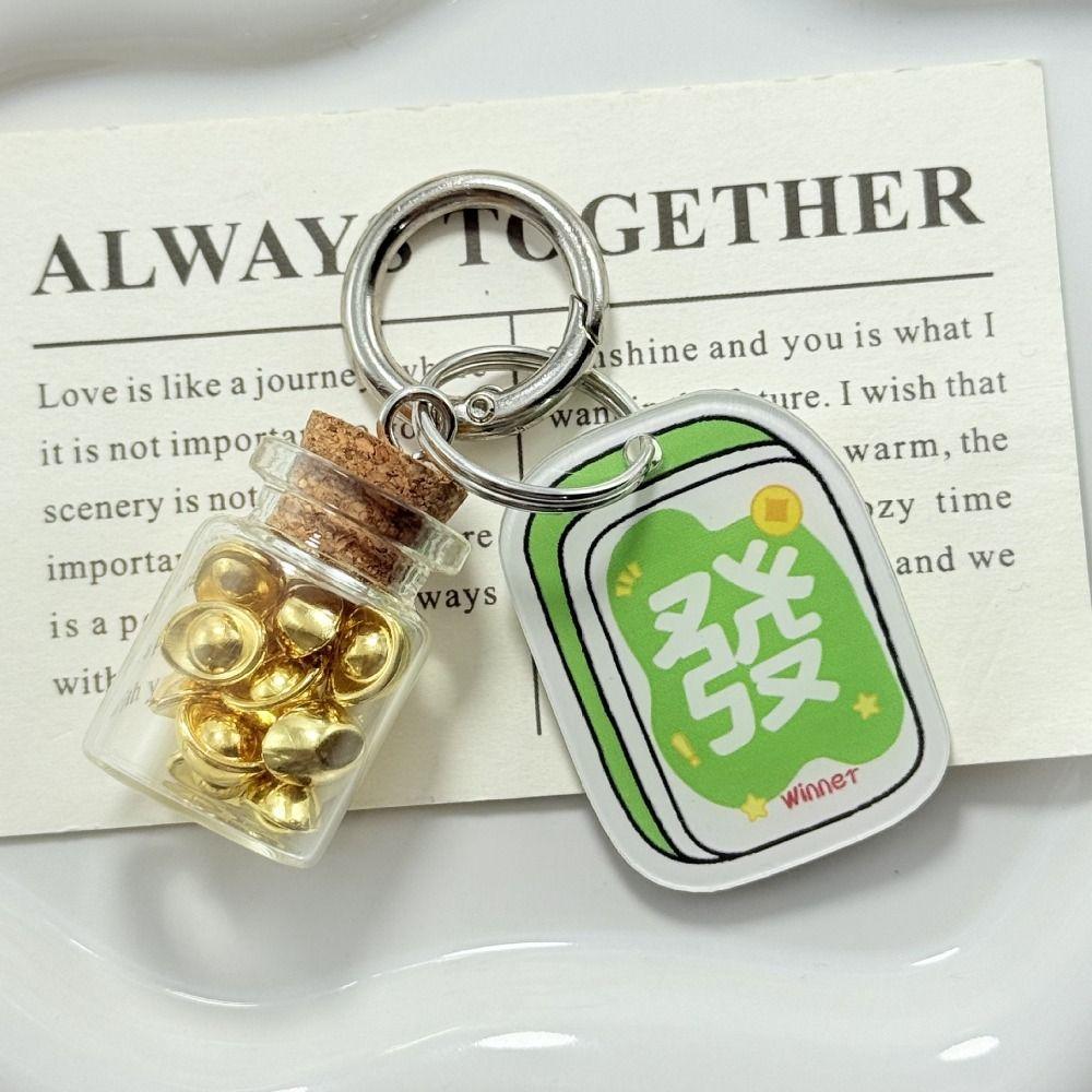 Mahjong Horse Year Pendant Creative Golden Yuanbao Keyring Festive Decor