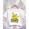 Crew Neck Cute Pikachu T Shirt 3-14Y Boys Girls Summer Kawaii Fashion Street Hot Cartoon Casual Children