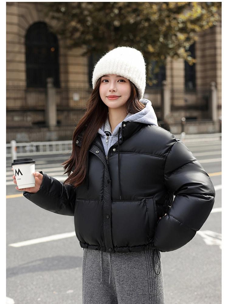 Fake Two-Piece Hooded Short Puffer Jacket With Drawstring