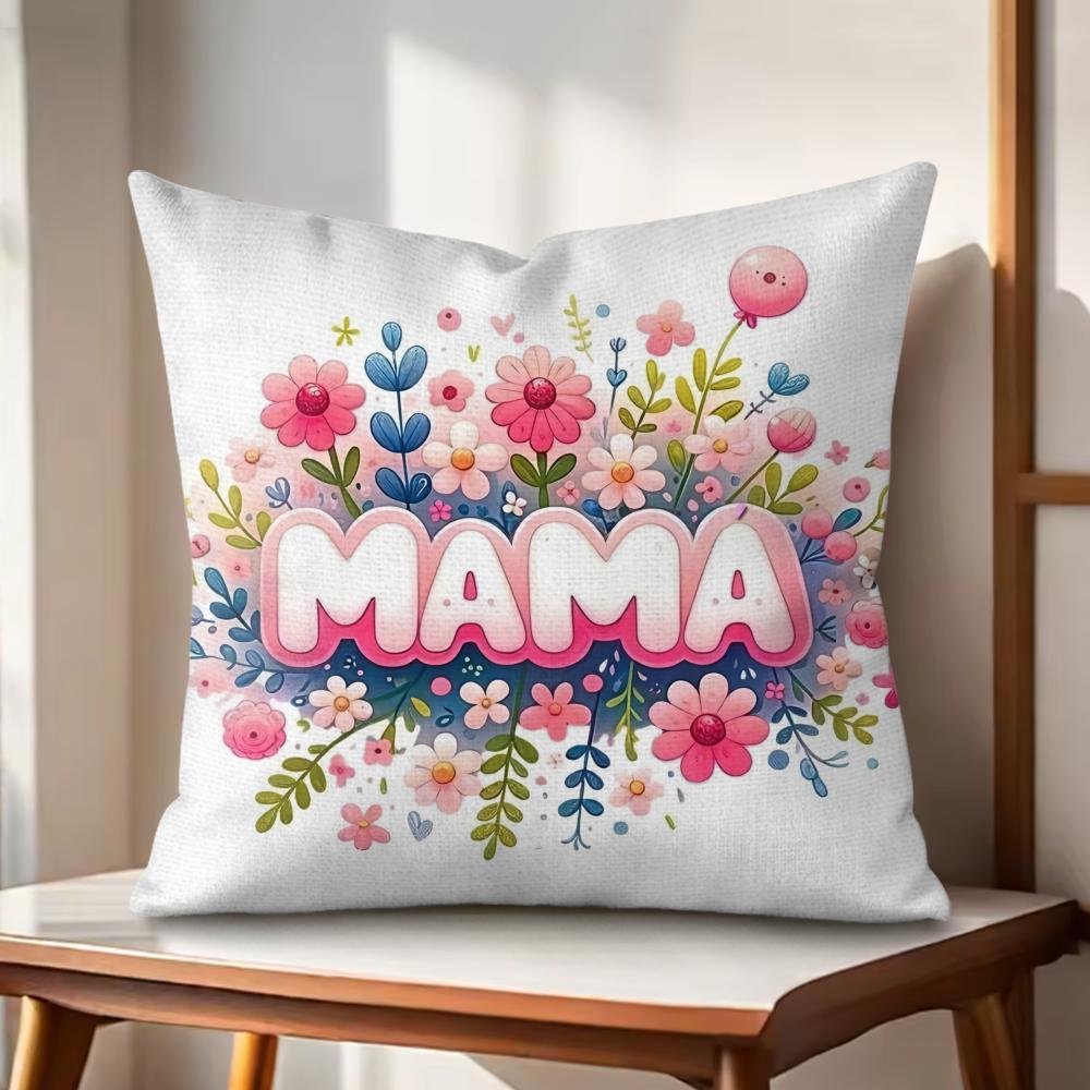 MaMa Cushion Cover Natural Linen Organic Fabric DoubleSided Printing Couch Pillow Covers Home Decor