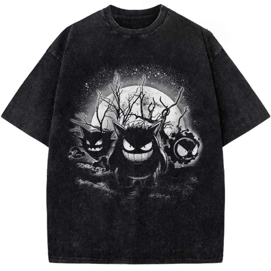 

Pokmon Japanese anime Summer New washed Tshirt Oversized pattern unisex Harajuku Loose shortsleeved YK trend shirt L