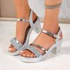 Woman Summer Platform Sandals Woman Sequins Elegant Party Dress Shoes Comfortable Female Women 2025 High Heel Sandals