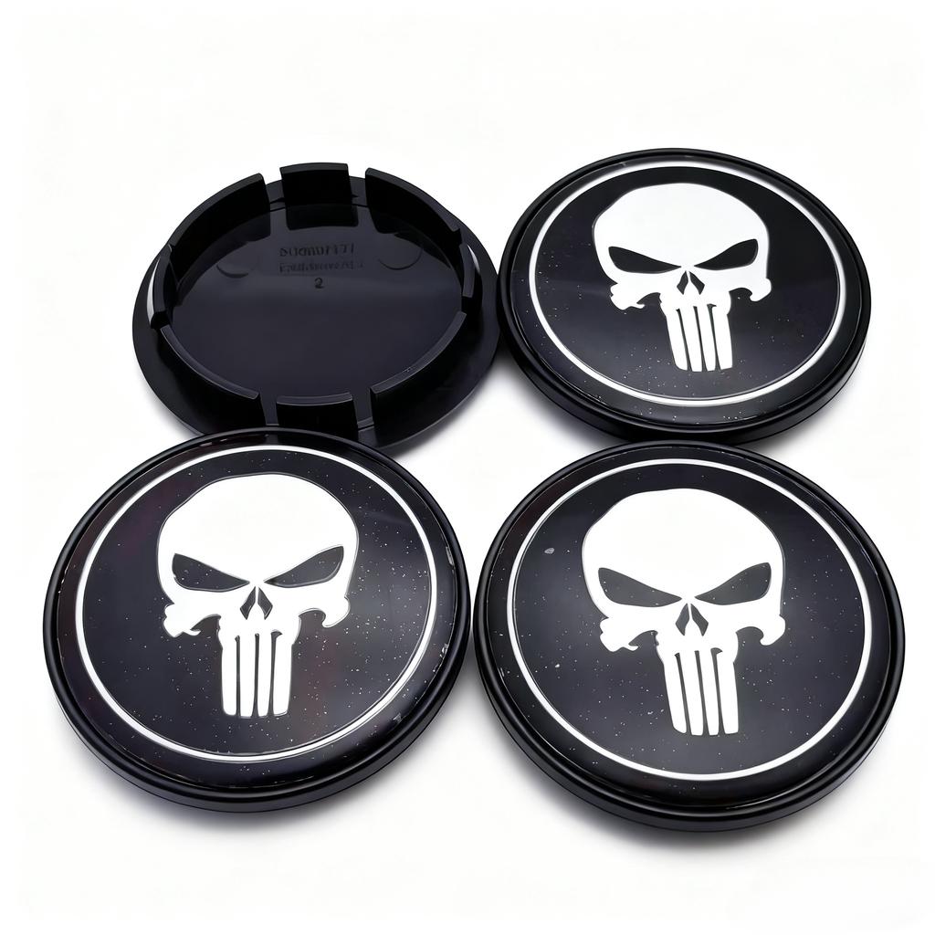 4pcs Skull Logo Badge Car Wheel Center Caps OD 65MM 56MM Wheels Hub Cap Skulls Emblem Rim Hubcaps Cover Replace Car Accessories