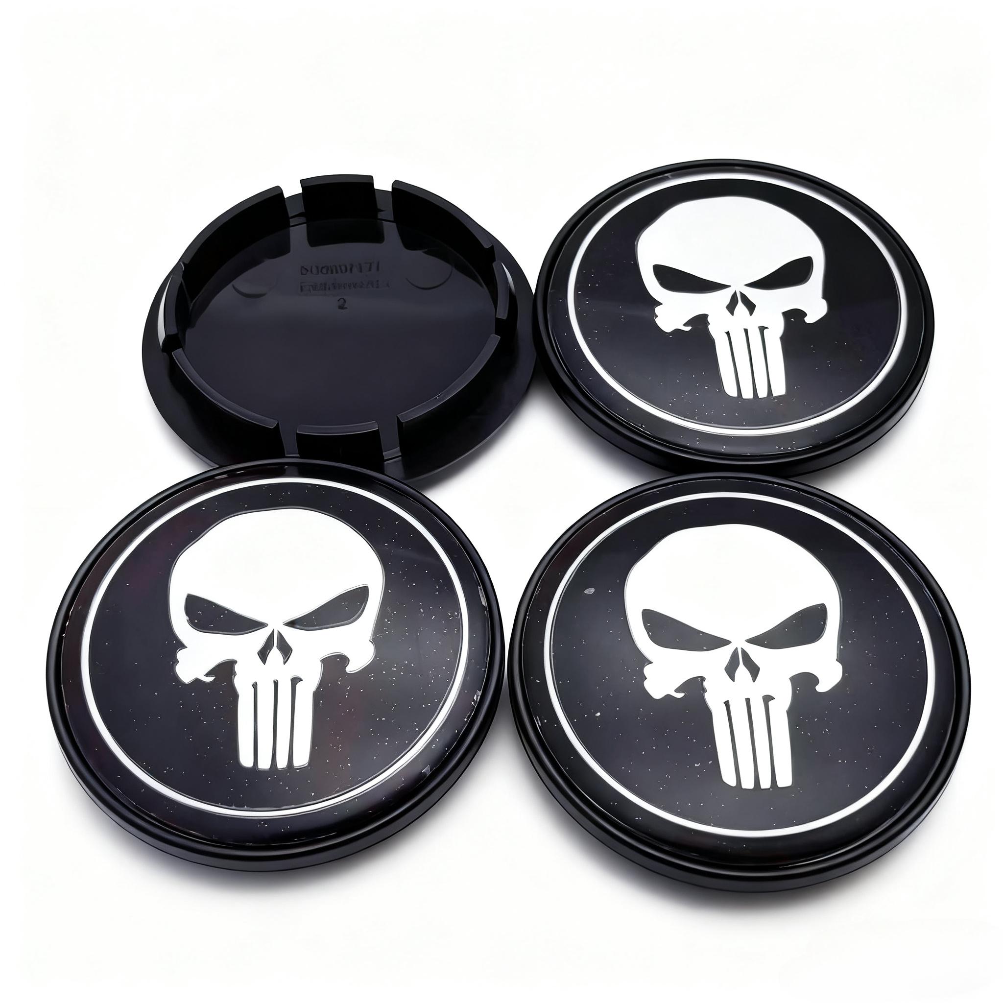 

4pcs Skull Logo Badge Car Wheel Center Caps OD 65MM 56MM Wheels Hub Cap Skulls Emblem Rim Hubcaps Cover Replace Car Accessories Punisher Skull Badge&4pcs VVV65 Wheel Cap